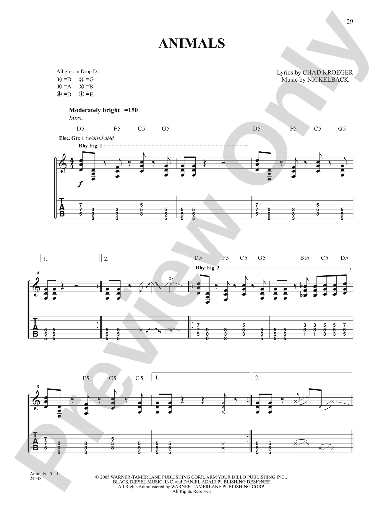 Animals: Authentic Guitar TAB