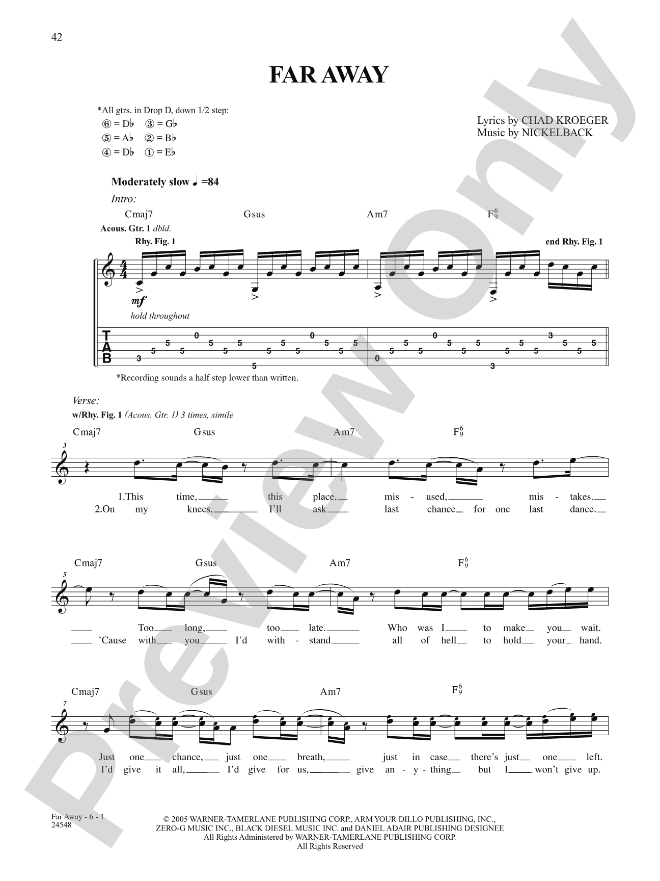 Far Away: Authentic Guitar TAB