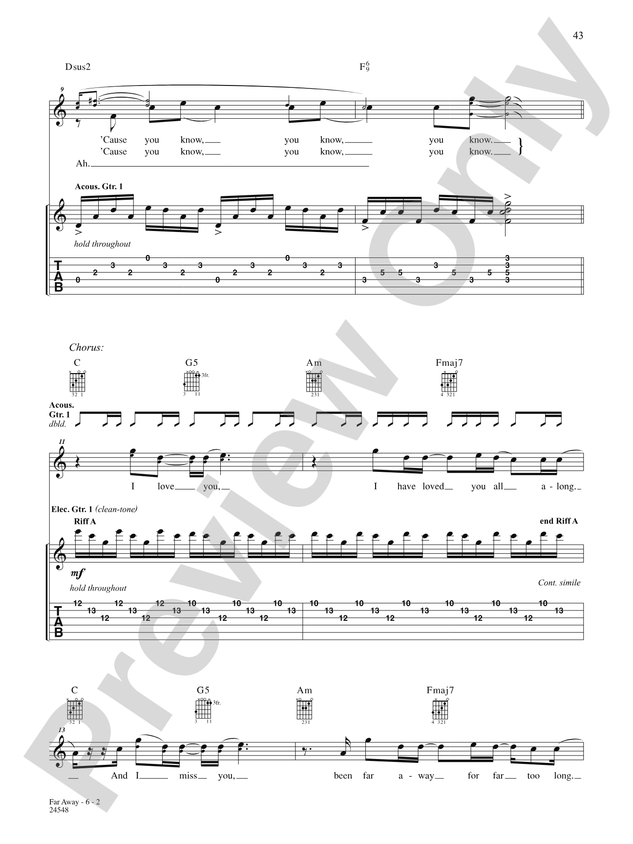 Far Away: Authentic Guitar TAB