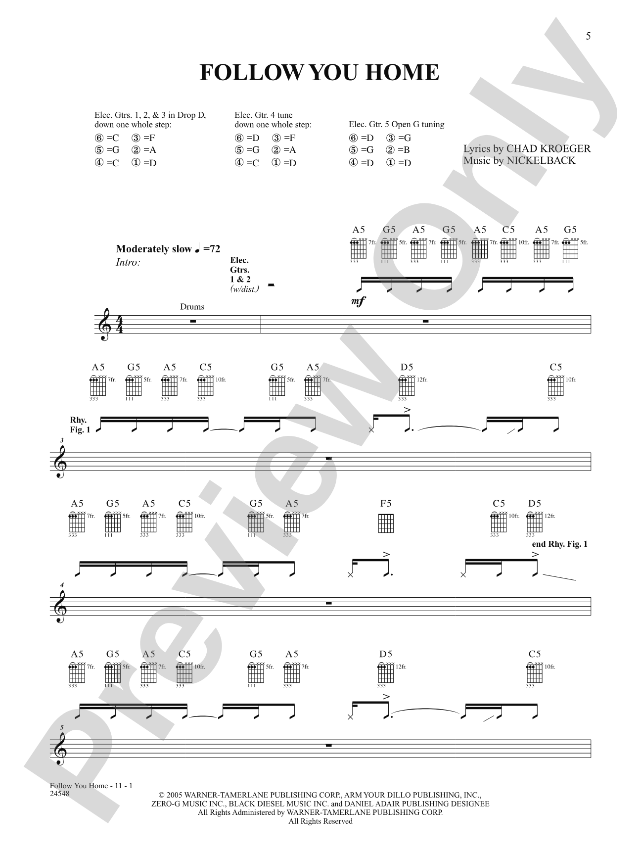 Follow You Home: Authentic Guitar TAB