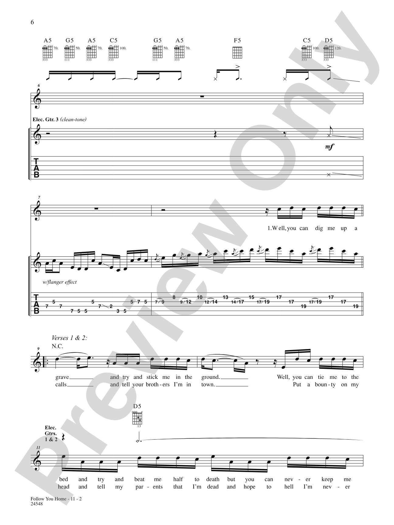 Follow You Home: Authentic Guitar TAB