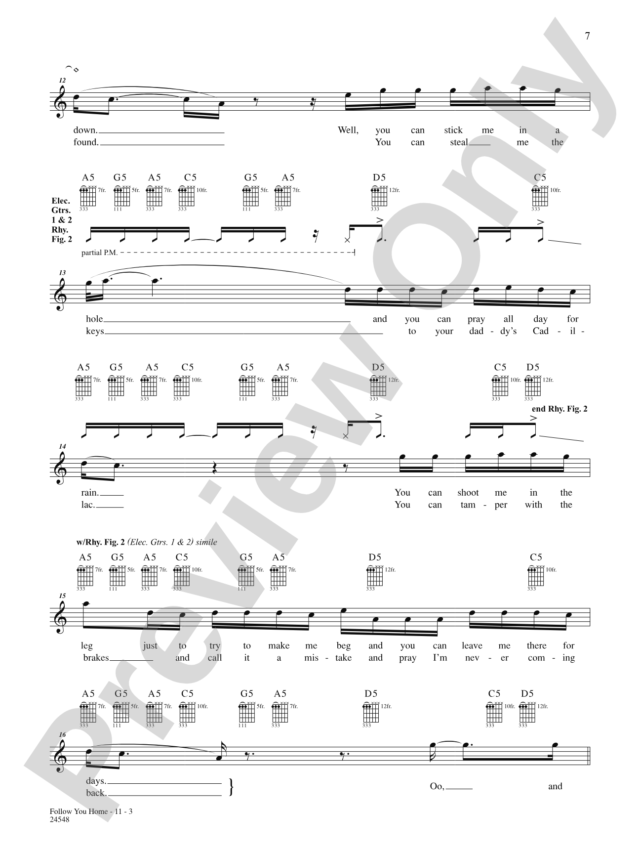 Follow You Home: Authentic Guitar TAB