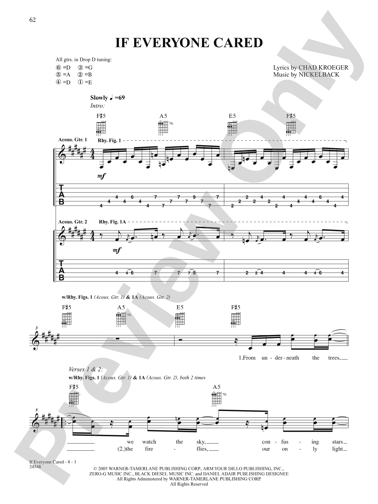 If Everyone Cared: Authentic Guitar TAB