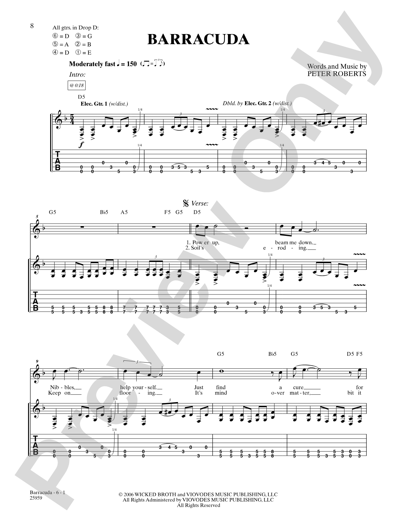 Barracuda: Authentic Guitar TAB