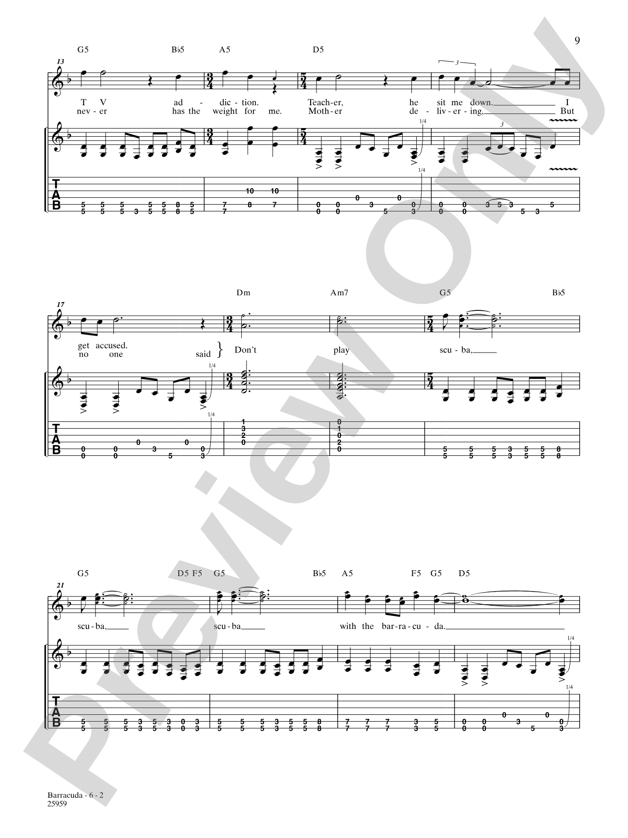 Barracuda: Authentic Guitar TAB