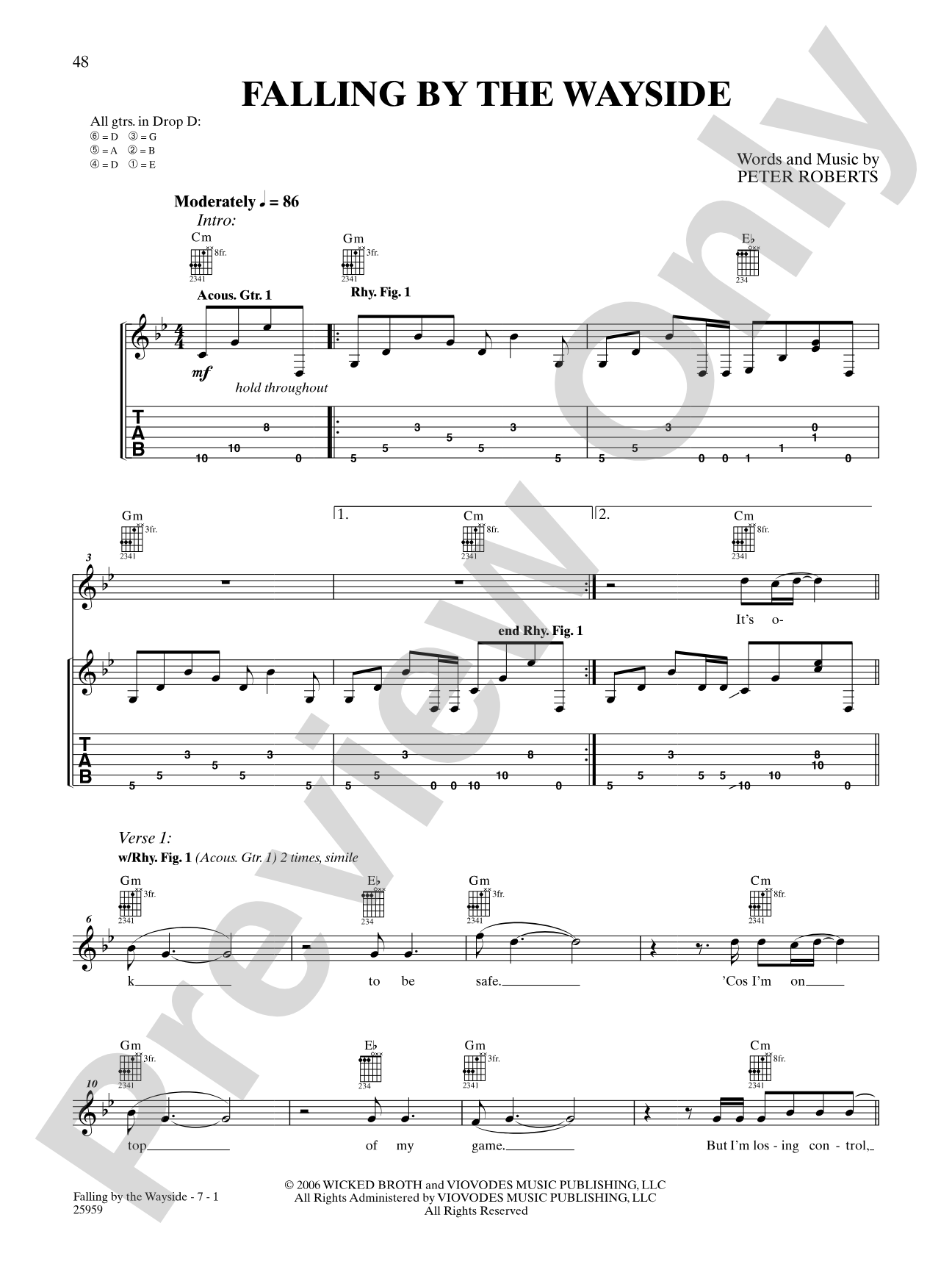 Falling By The Wayside: Authentic Guitar TAB