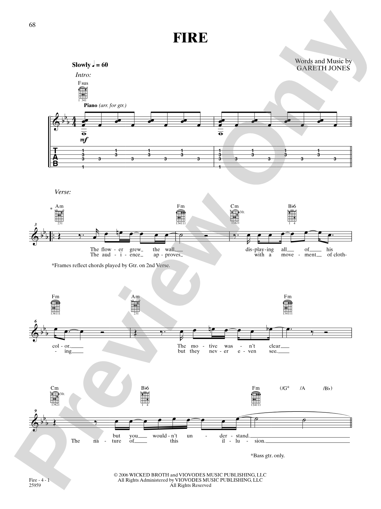 Fire: Authentic Guitar TAB