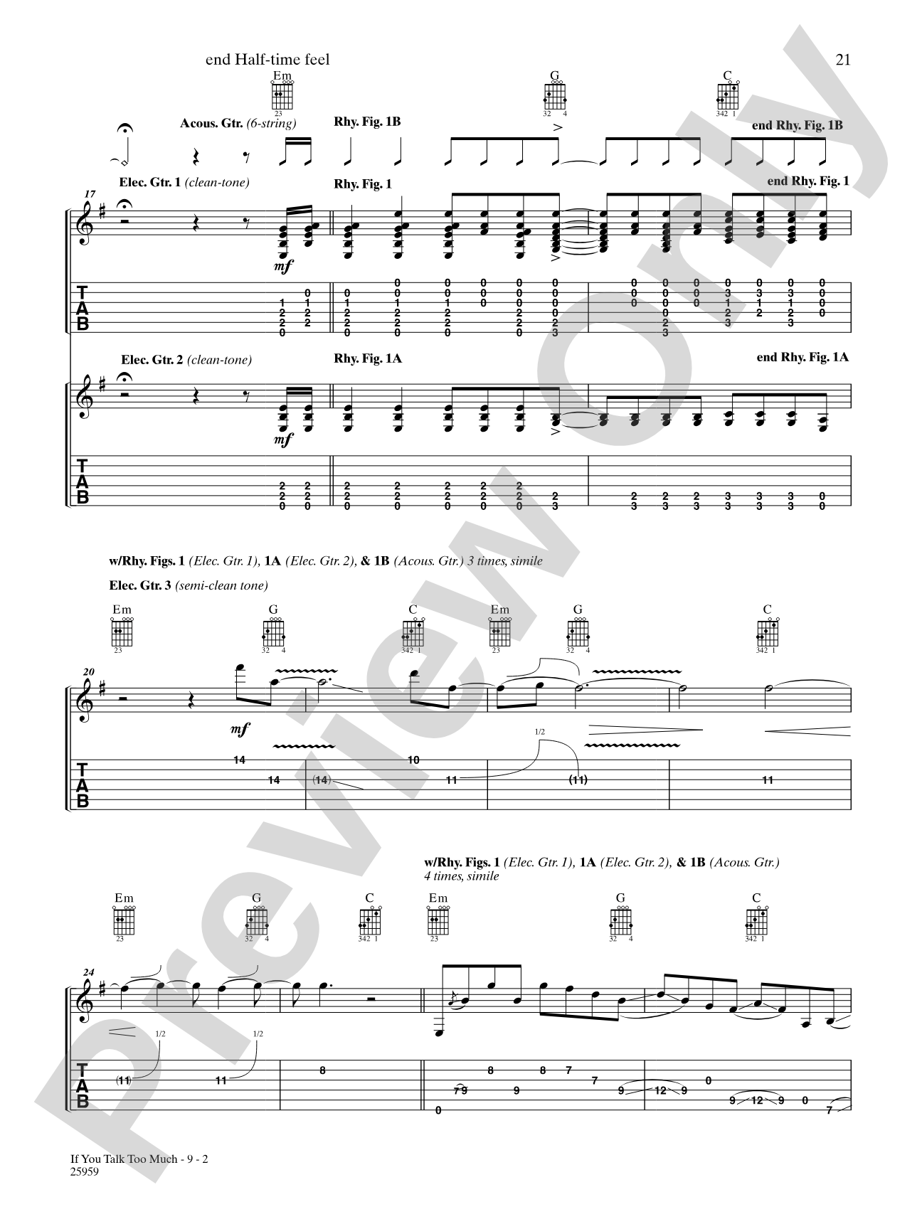 If You Talk Too Much (My Head Will Explode): Authentic Guitar TAB