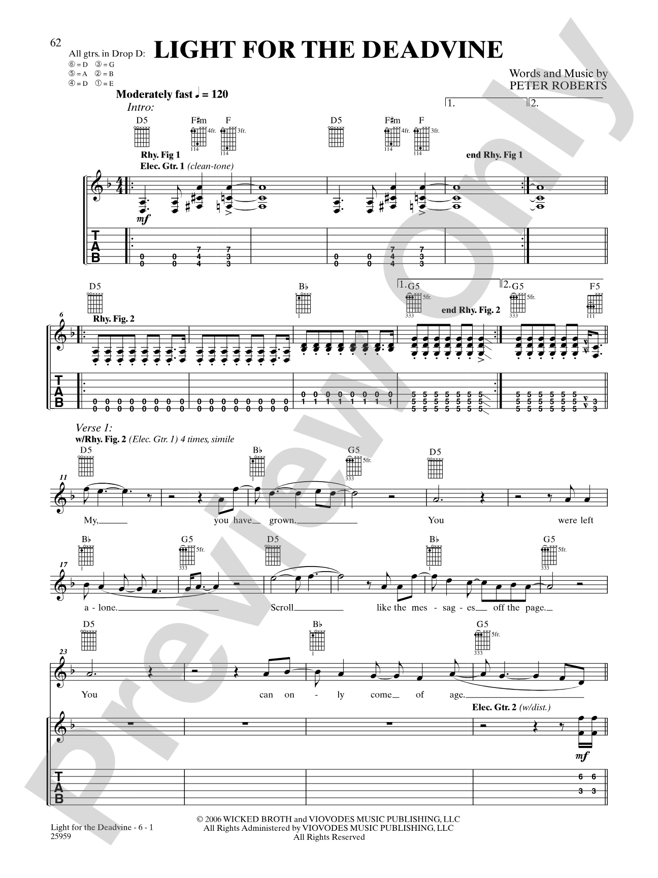 Light For The Deadvine: Authentic Guitar TAB