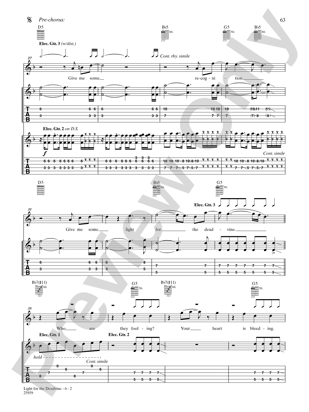Light For The Deadvine: Authentic Guitar TAB