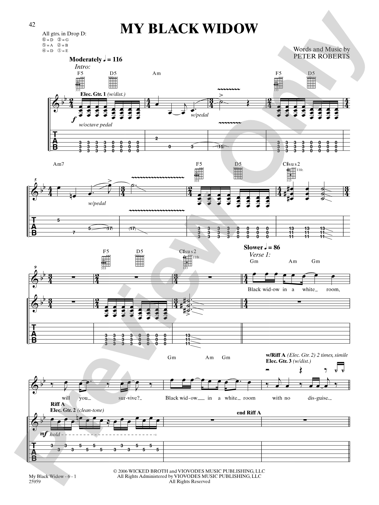 My Black Widow: Authentic Guitar TAB