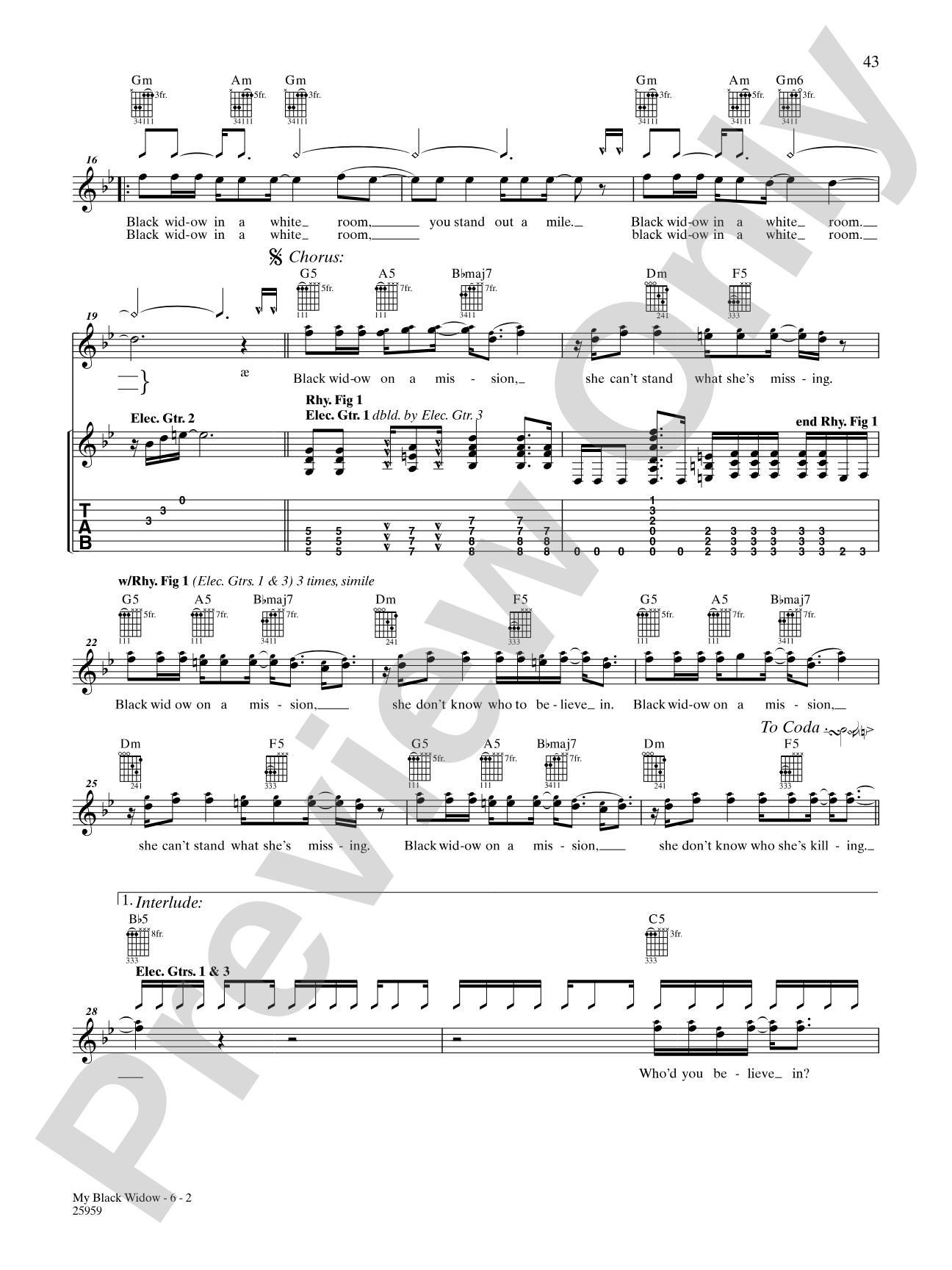 My Black Widow: Authentic Guitar TAB