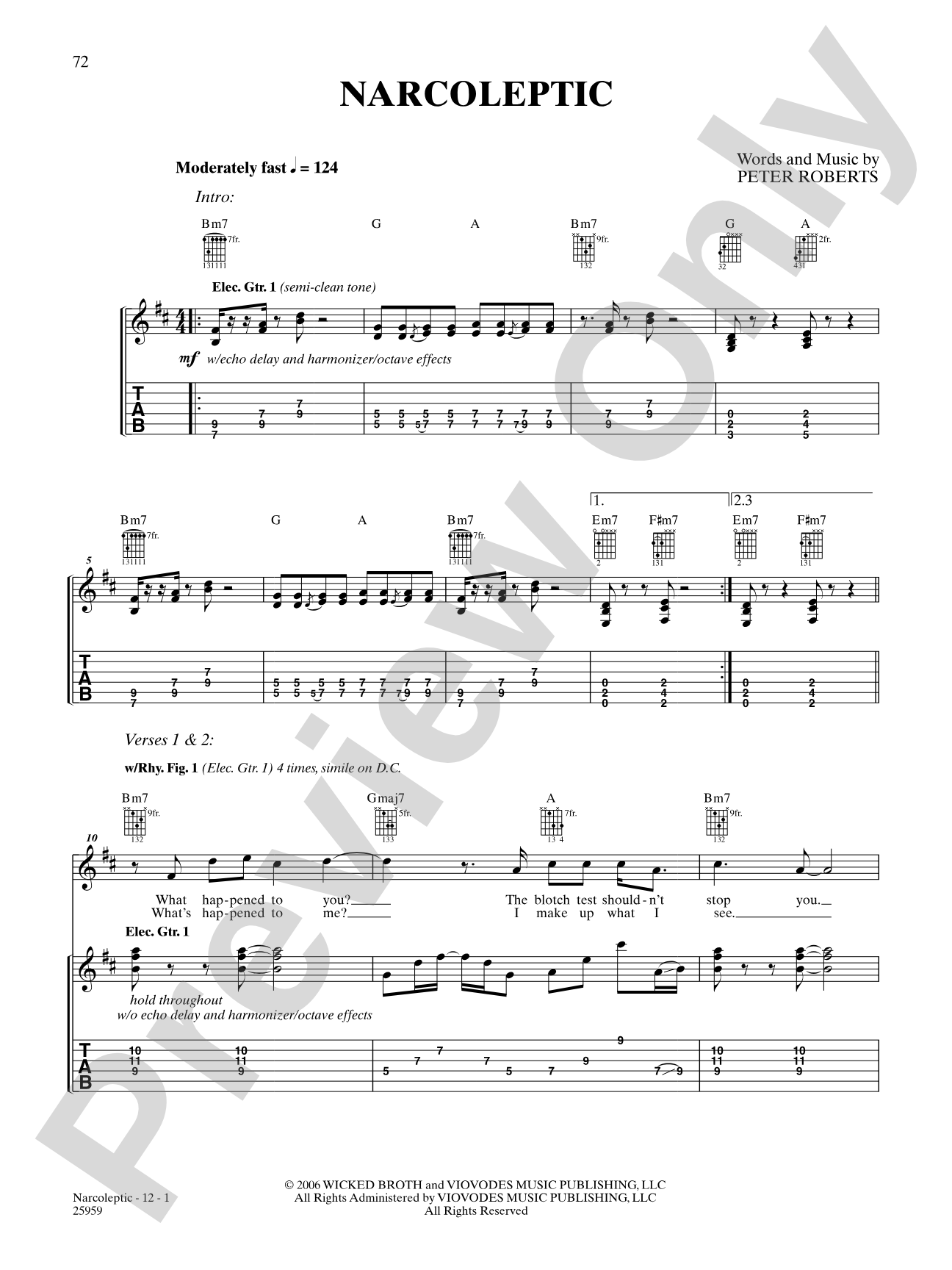 Narcoleptic: Authentic Guitar TAB