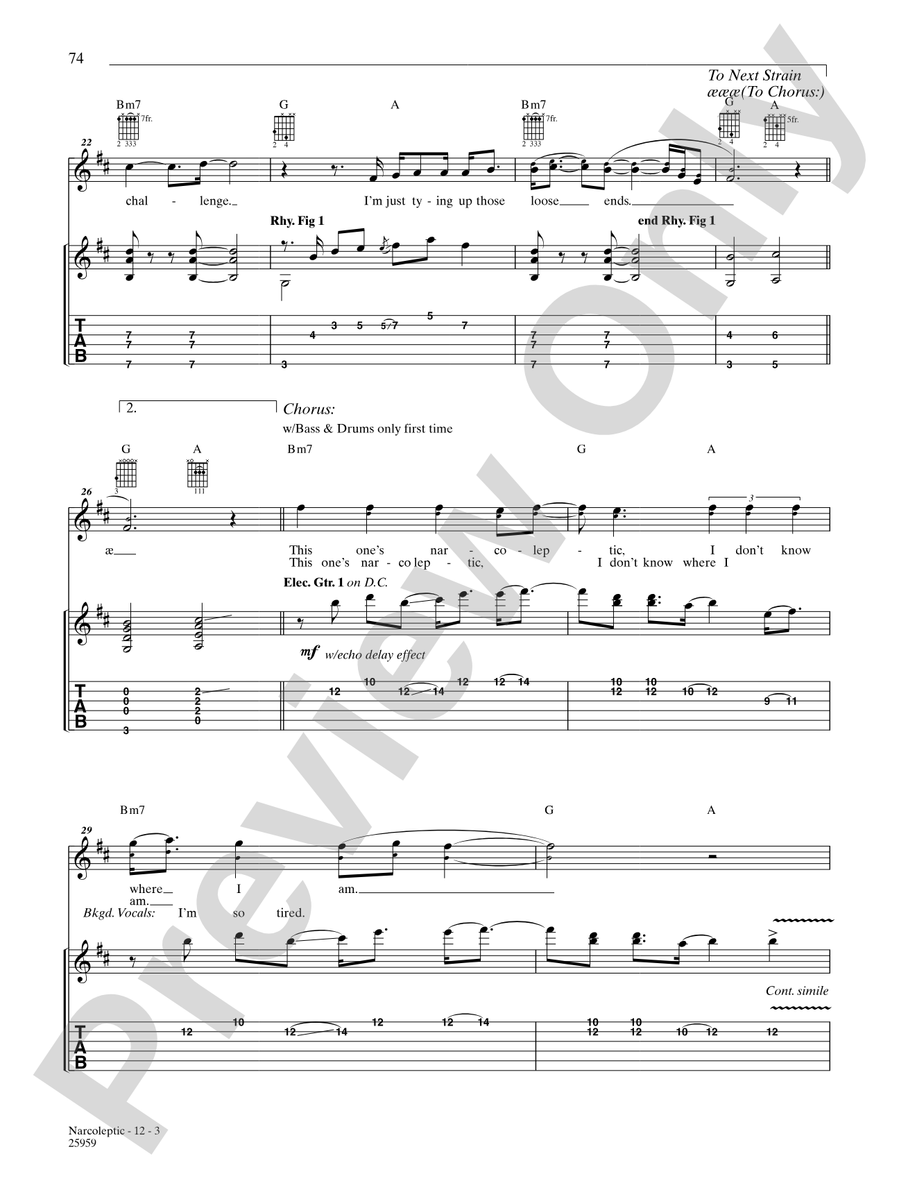 Narcoleptic: Authentic Guitar TAB