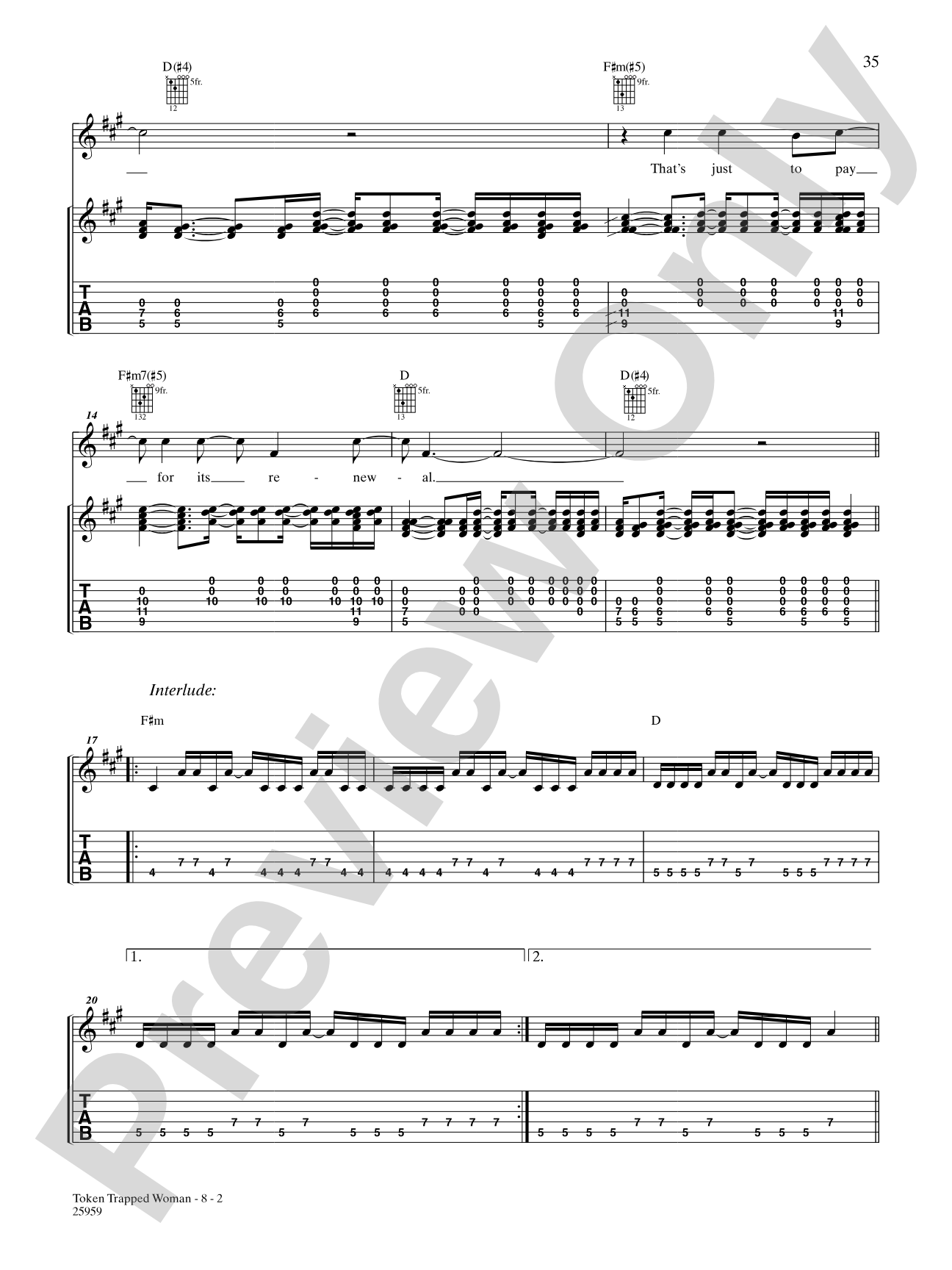 Token Trapped Woman: Authentic Guitar TAB