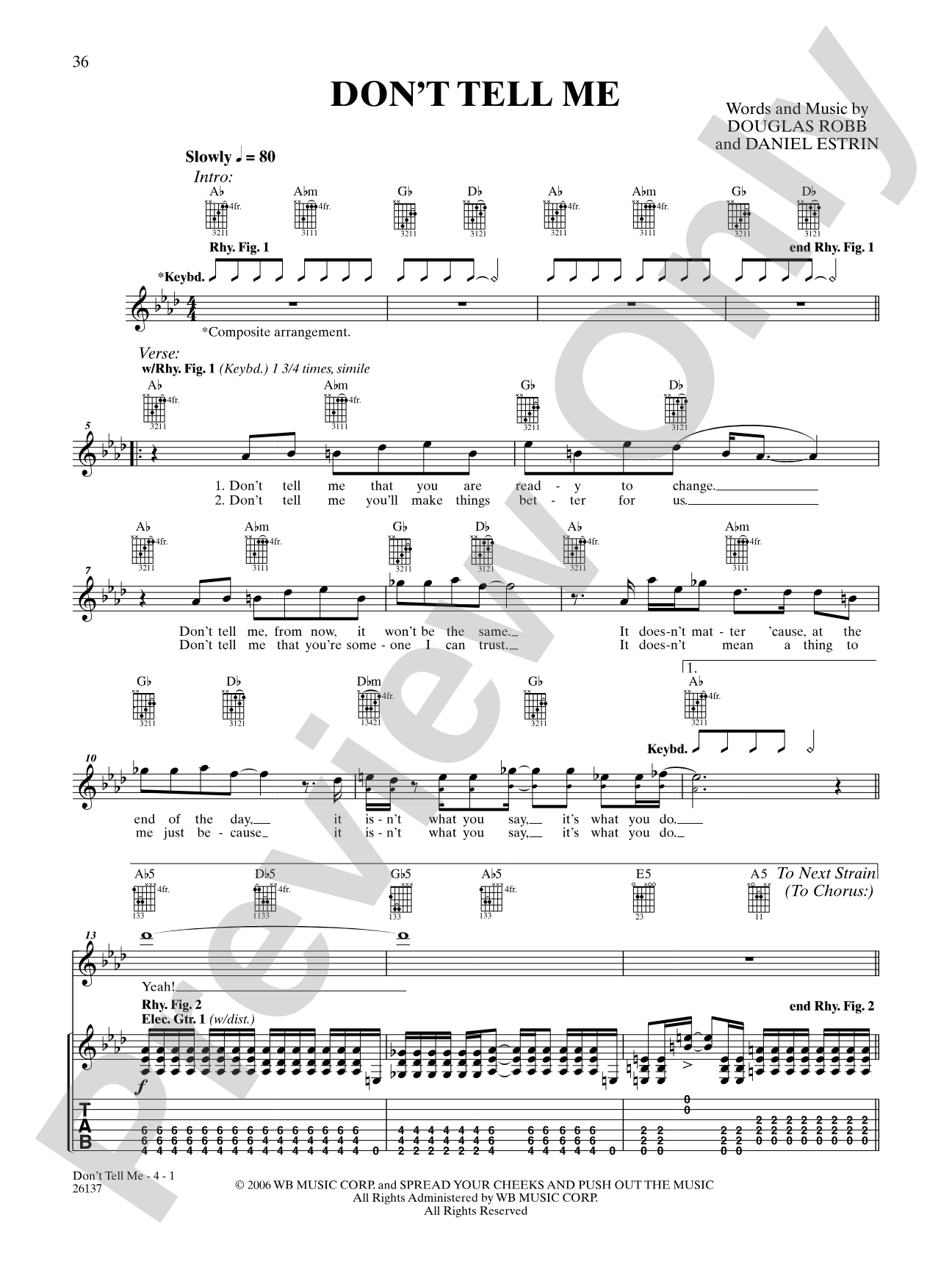 Don't Tell Me: Authentic Guitar TAB