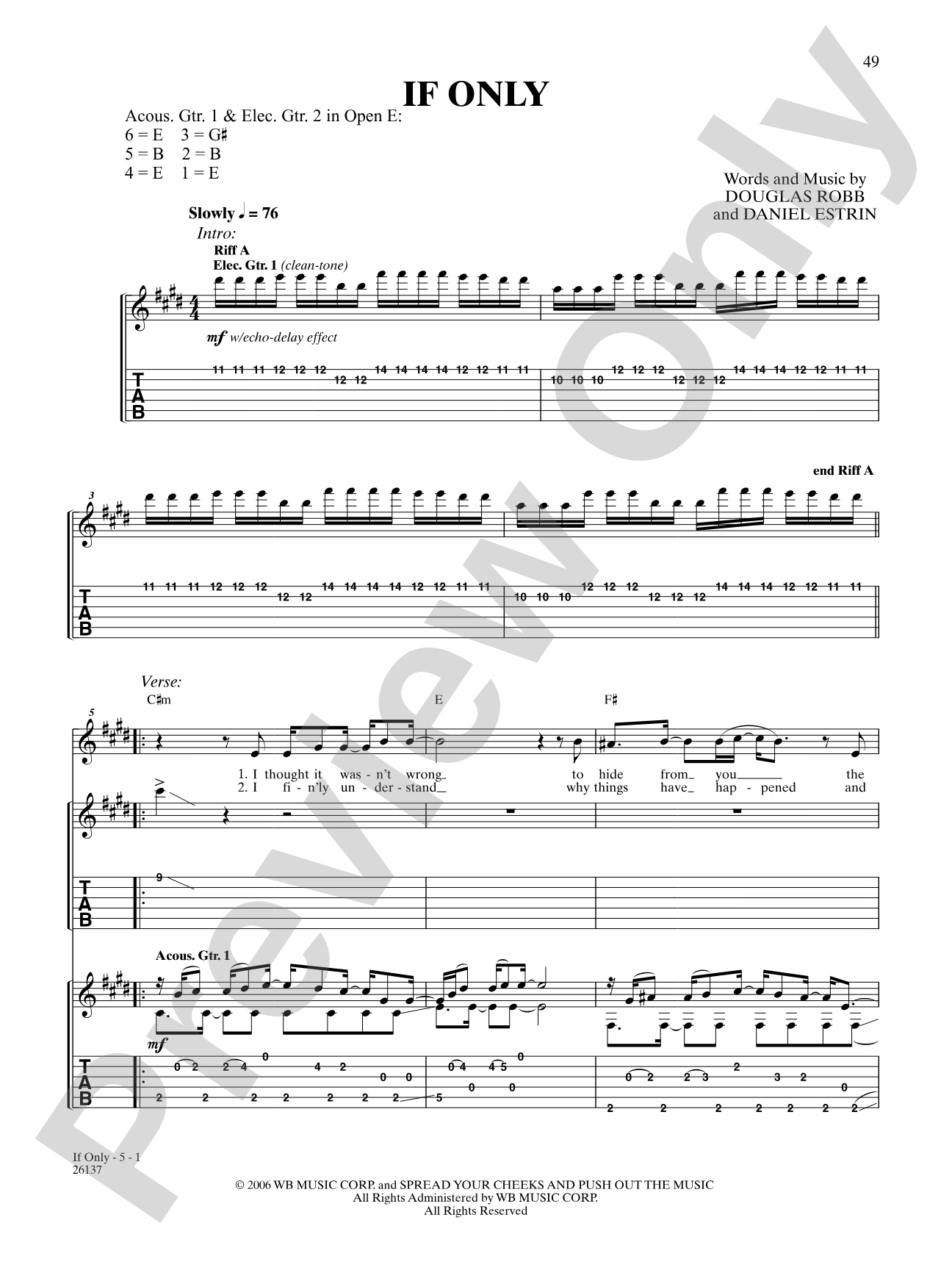 If Only: Authentic Guitar TAB