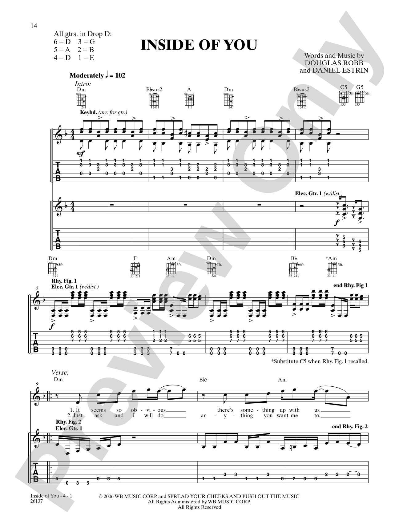Inside Of You: Authentic Guitar TAB