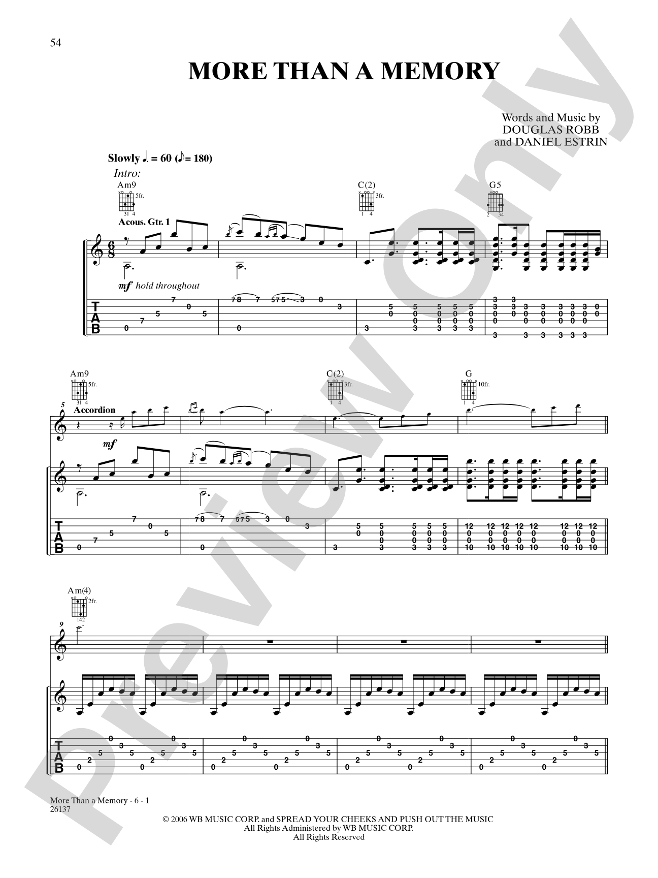 More Than A Memory: Authentic Guitar TAB