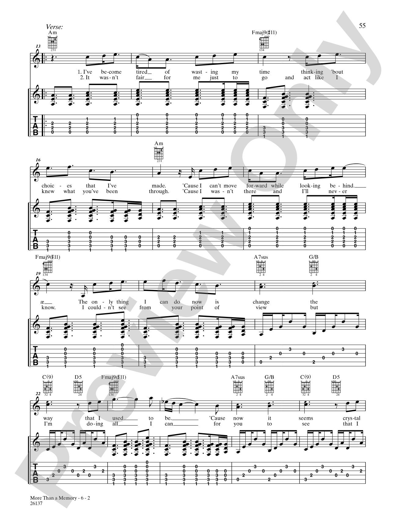 More Than A Memory: Authentic Guitar TAB