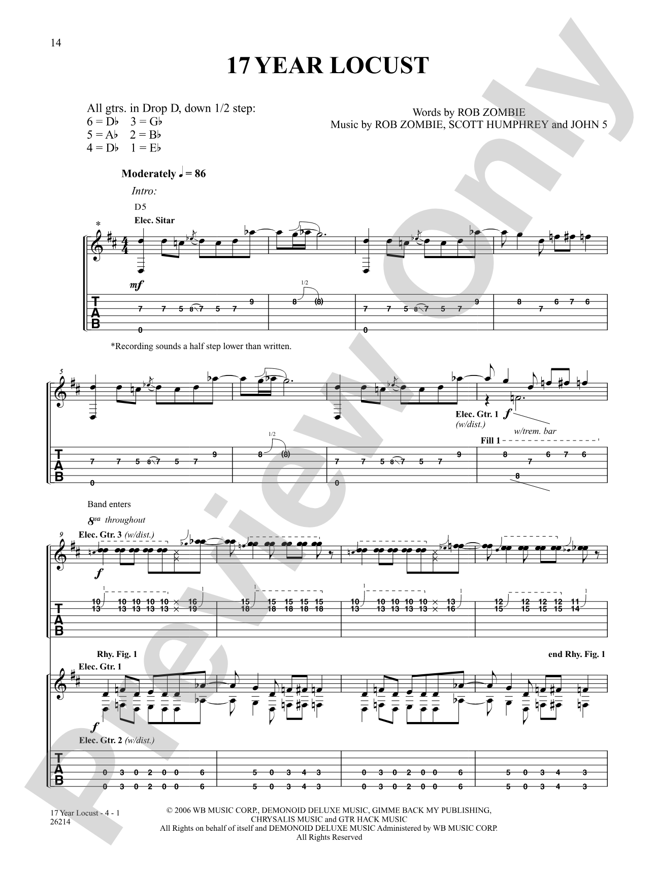 17 Year Locust: Authentic Guitar TAB