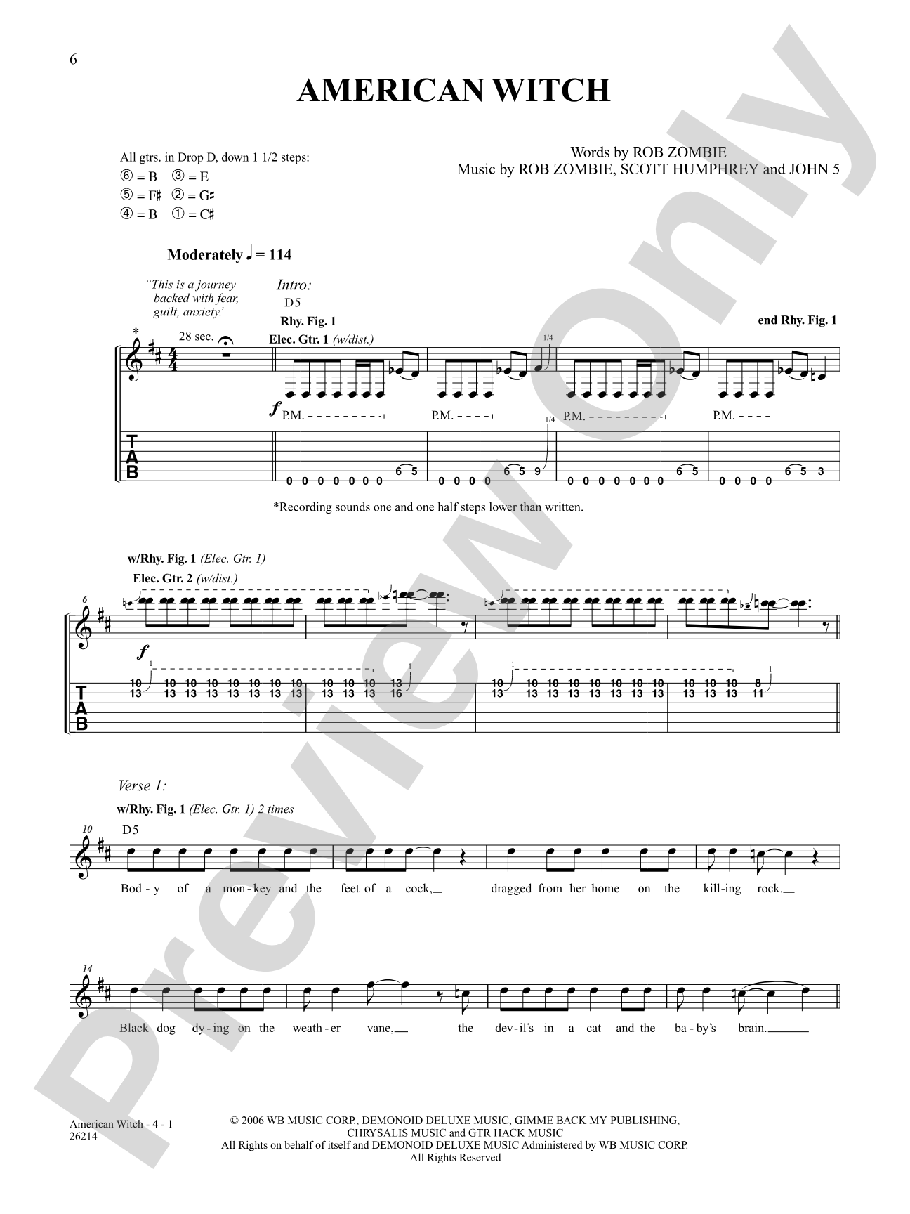 American Witch: Authentic Guitar TAB