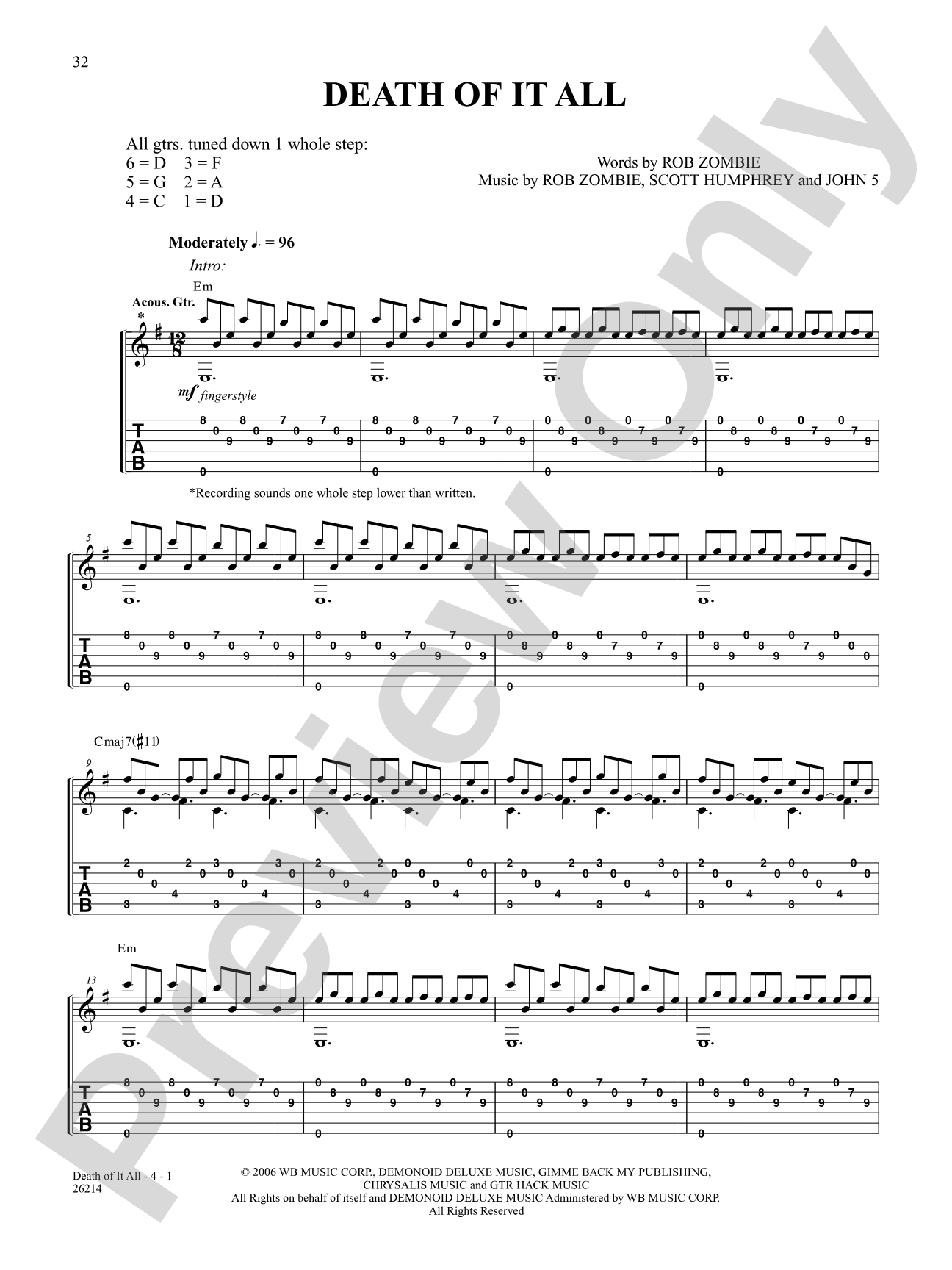 Death Of It All: Authentic Guitar TAB