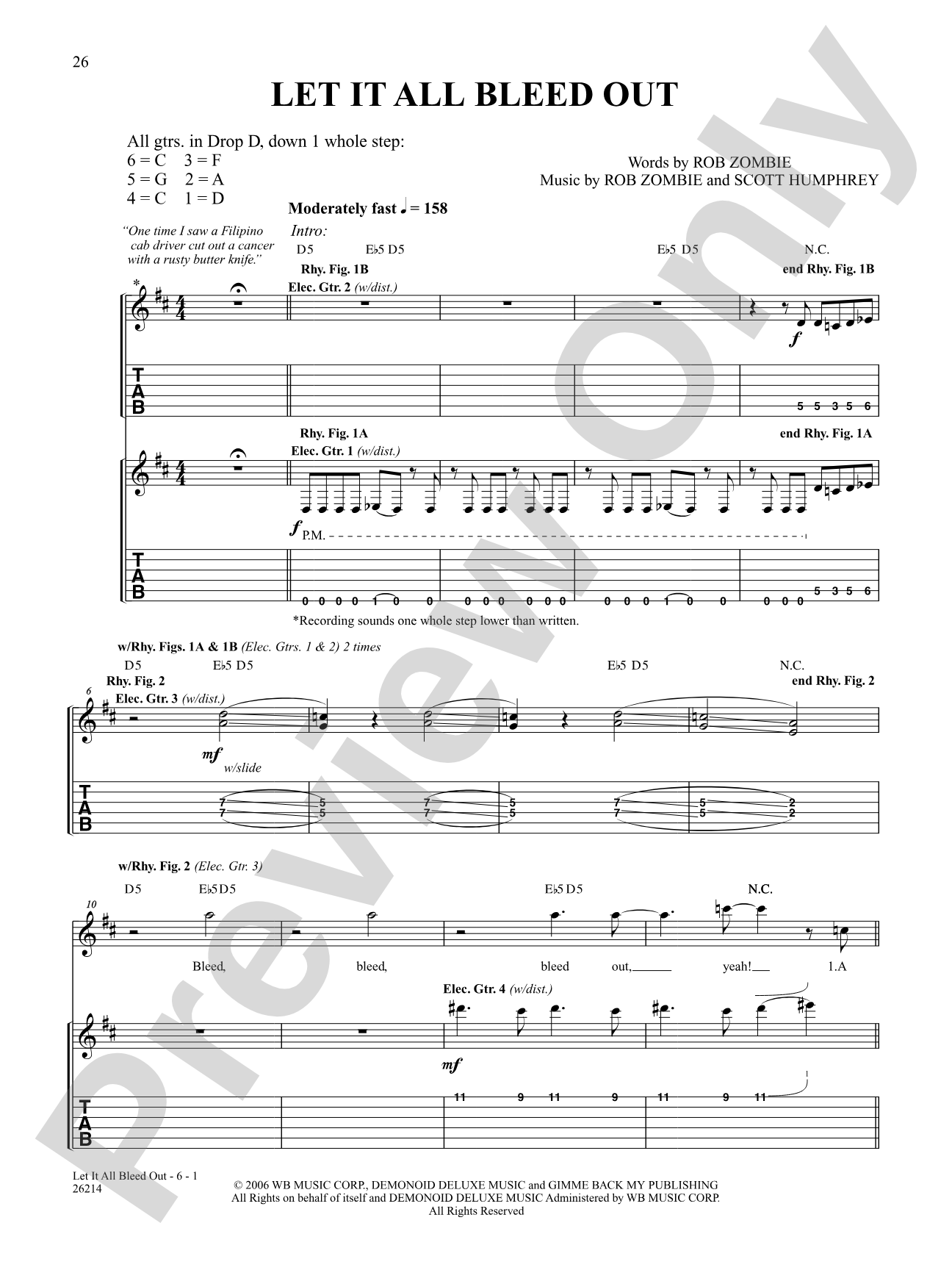 Let It All Bleed Out: Authentic Guitar TAB