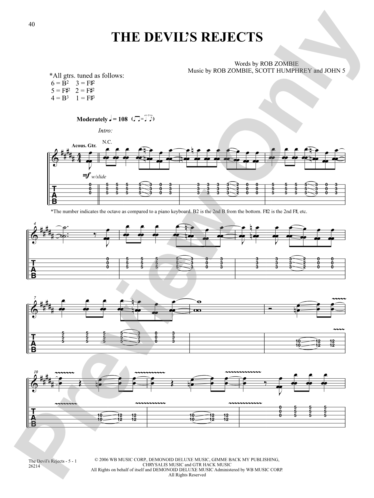 The Devil's Rejects: Authentic Guitar TAB