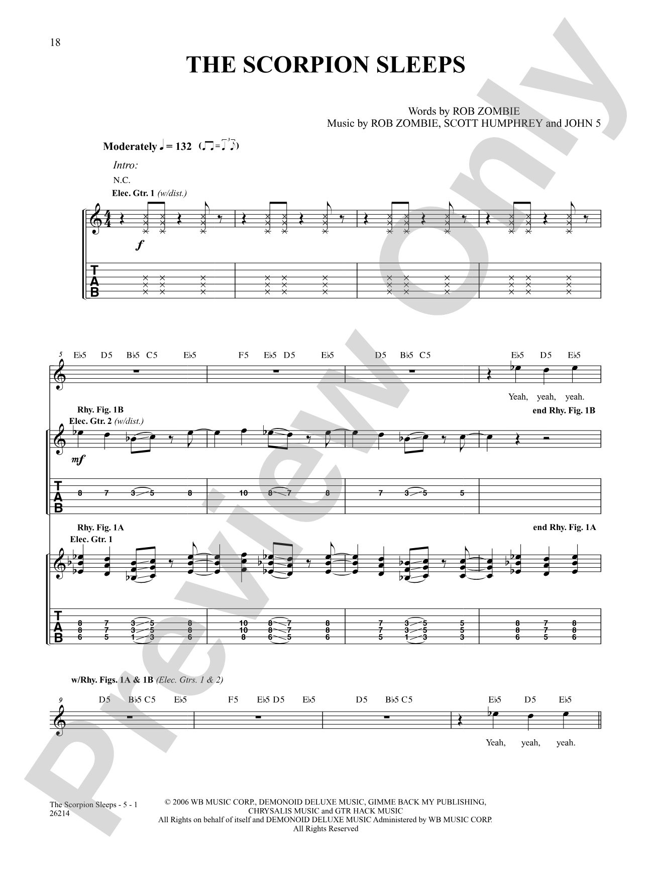 The Scorpion Sleeps: Authentic Guitar TAB
