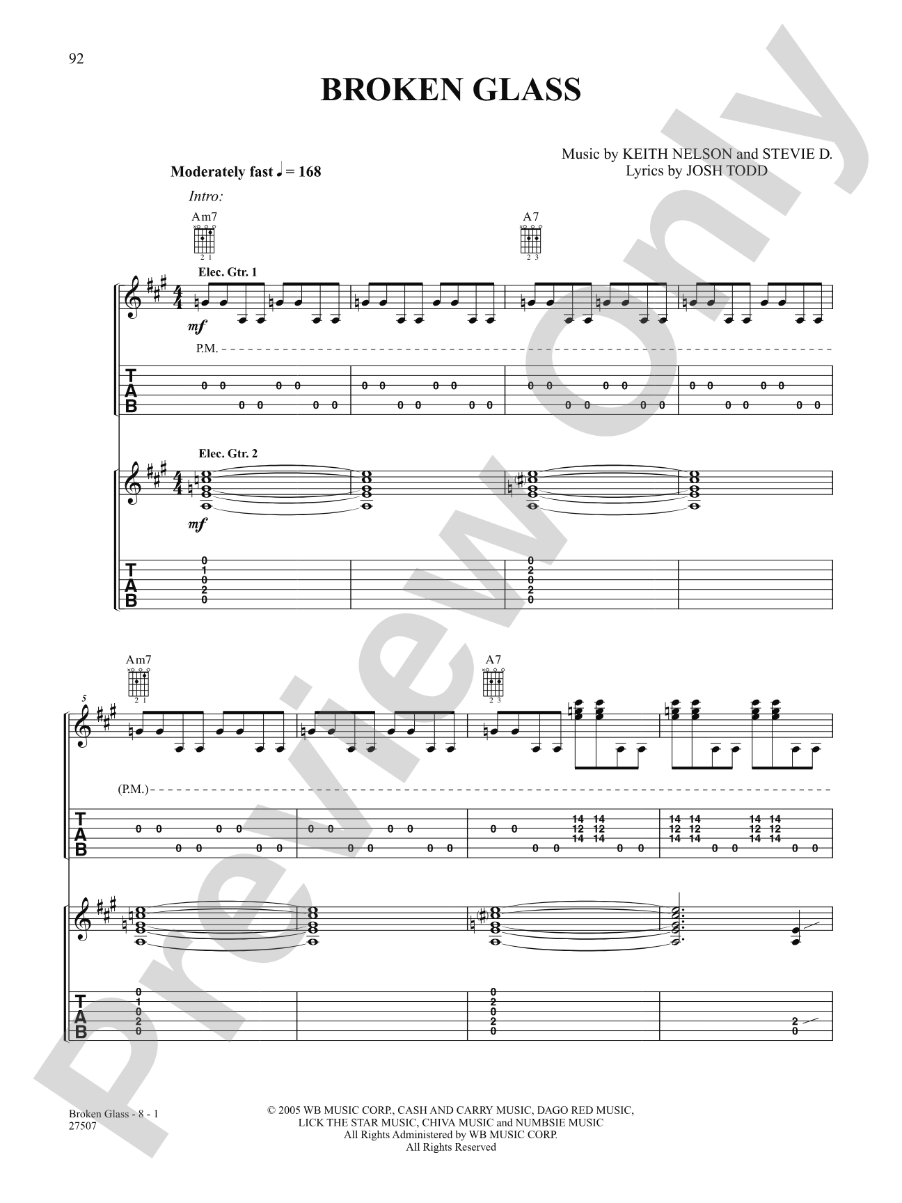 Broken Glass: Authentic Guitar TAB