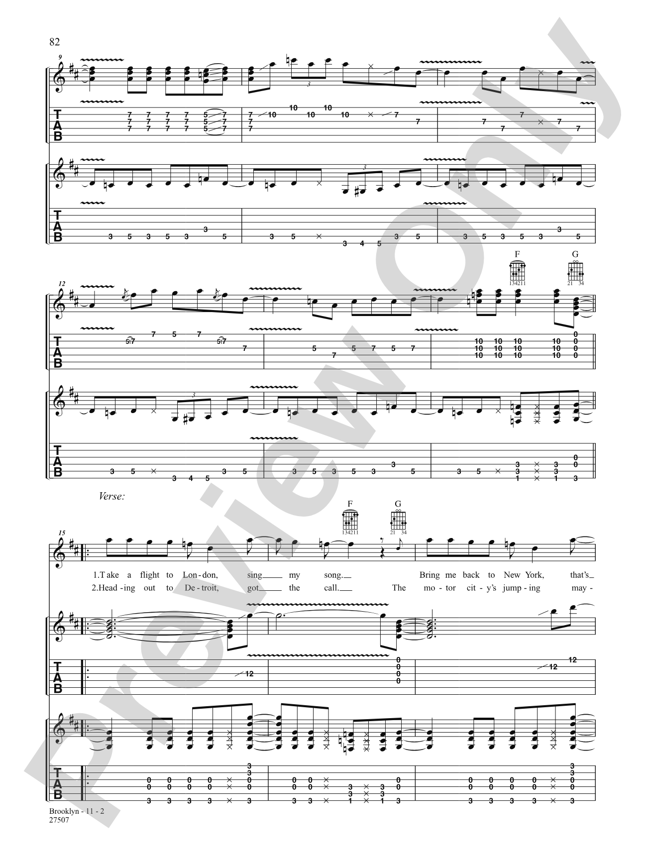 Brooklyn: Authentic Guitar TAB