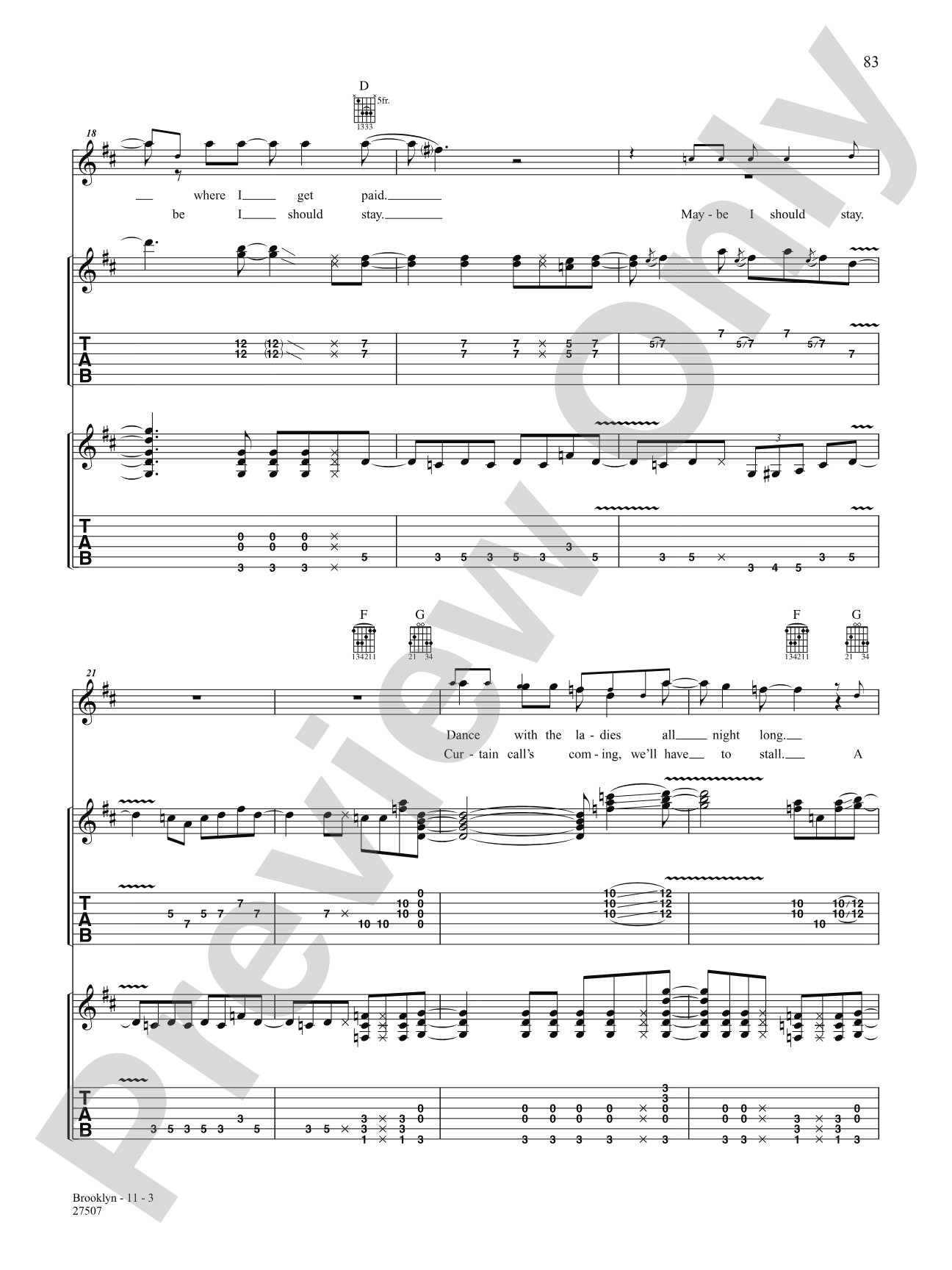 Brooklyn: Authentic Guitar TAB