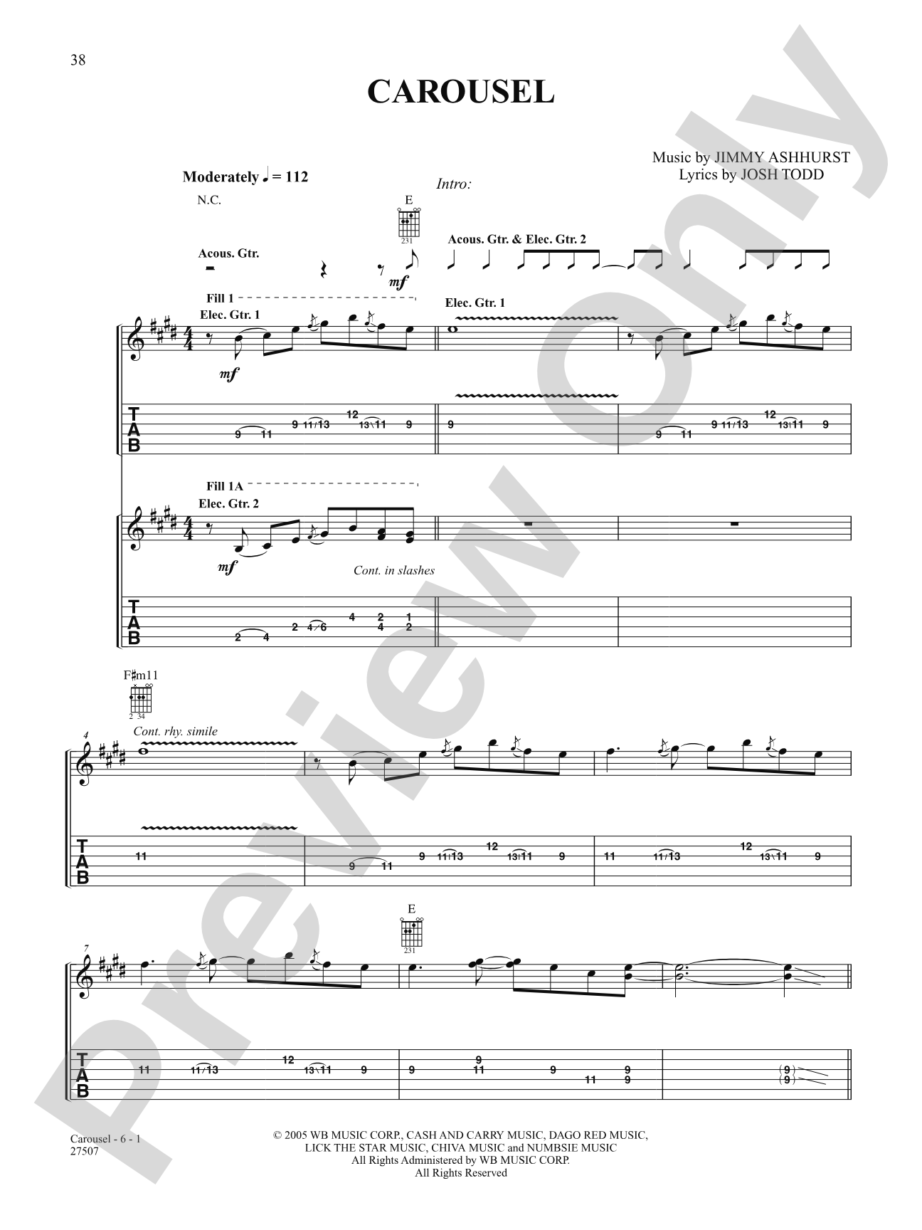 Carousel: Authentic Guitar TAB