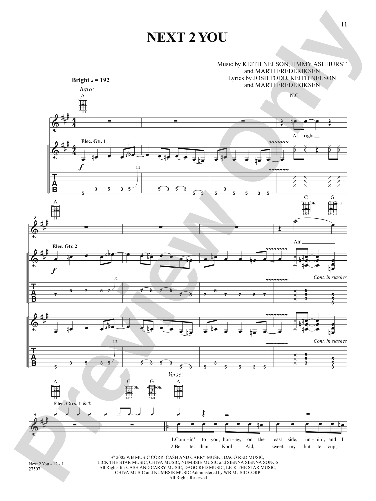 Next 2 You: Authentic Guitar TAB
