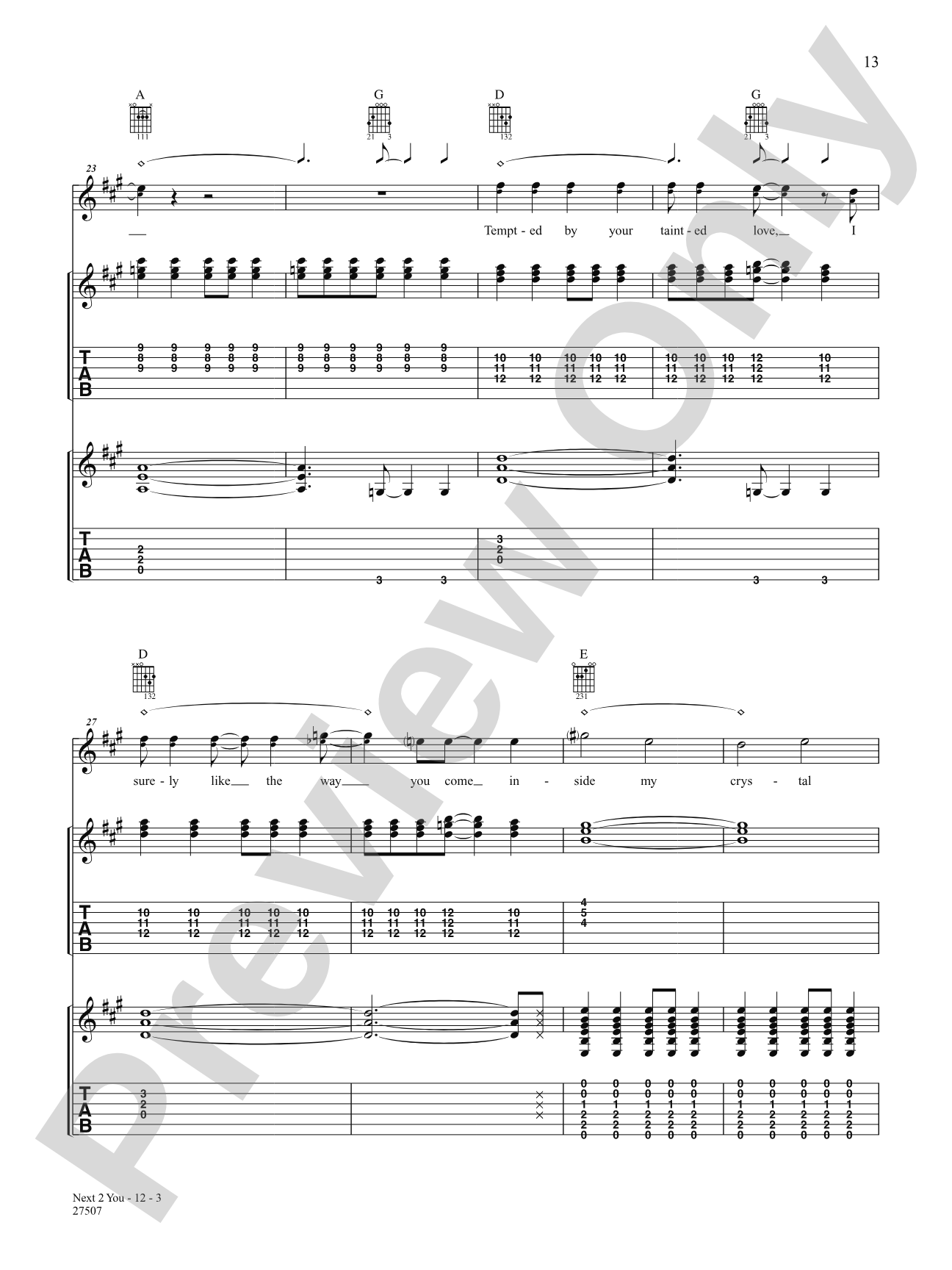 Next 2 You: Authentic Guitar TAB