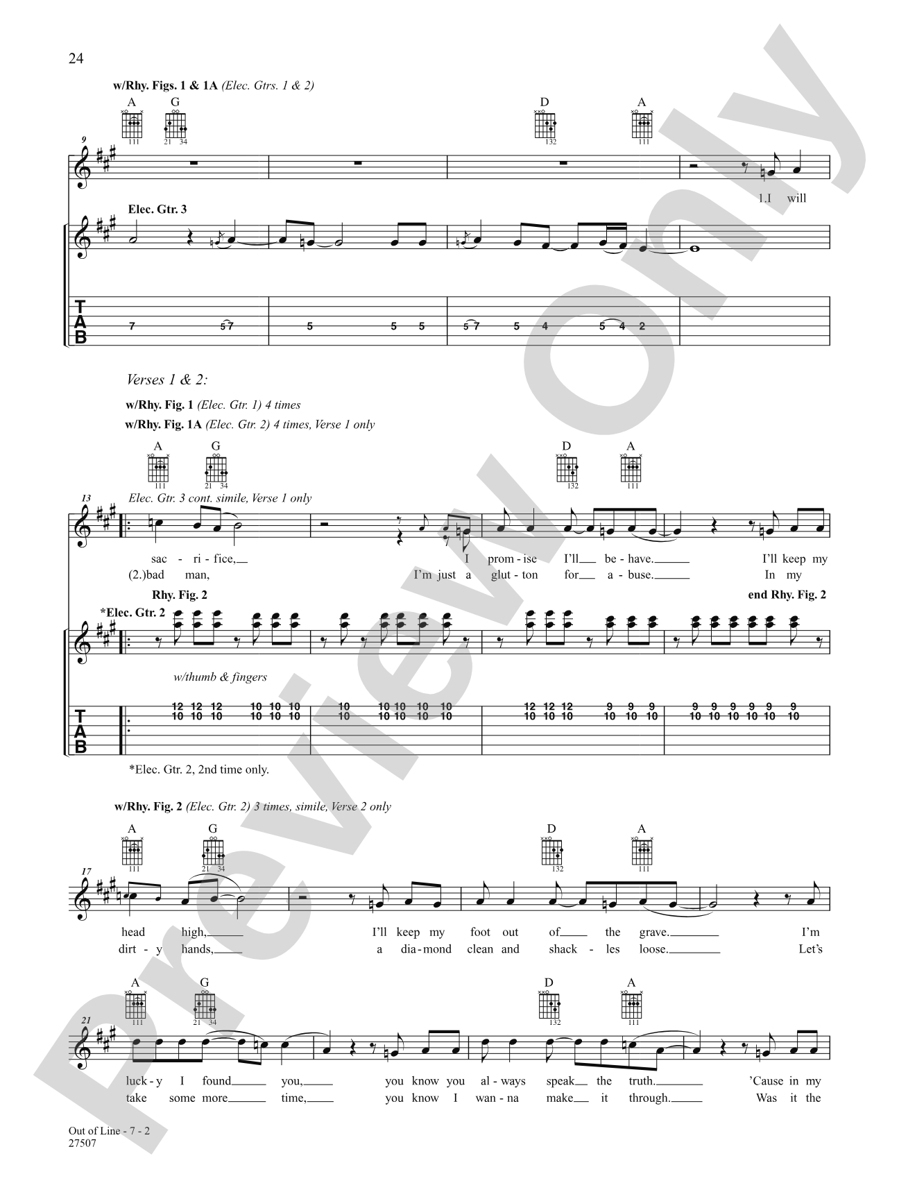 Out Of Line: Authentic Guitar TAB