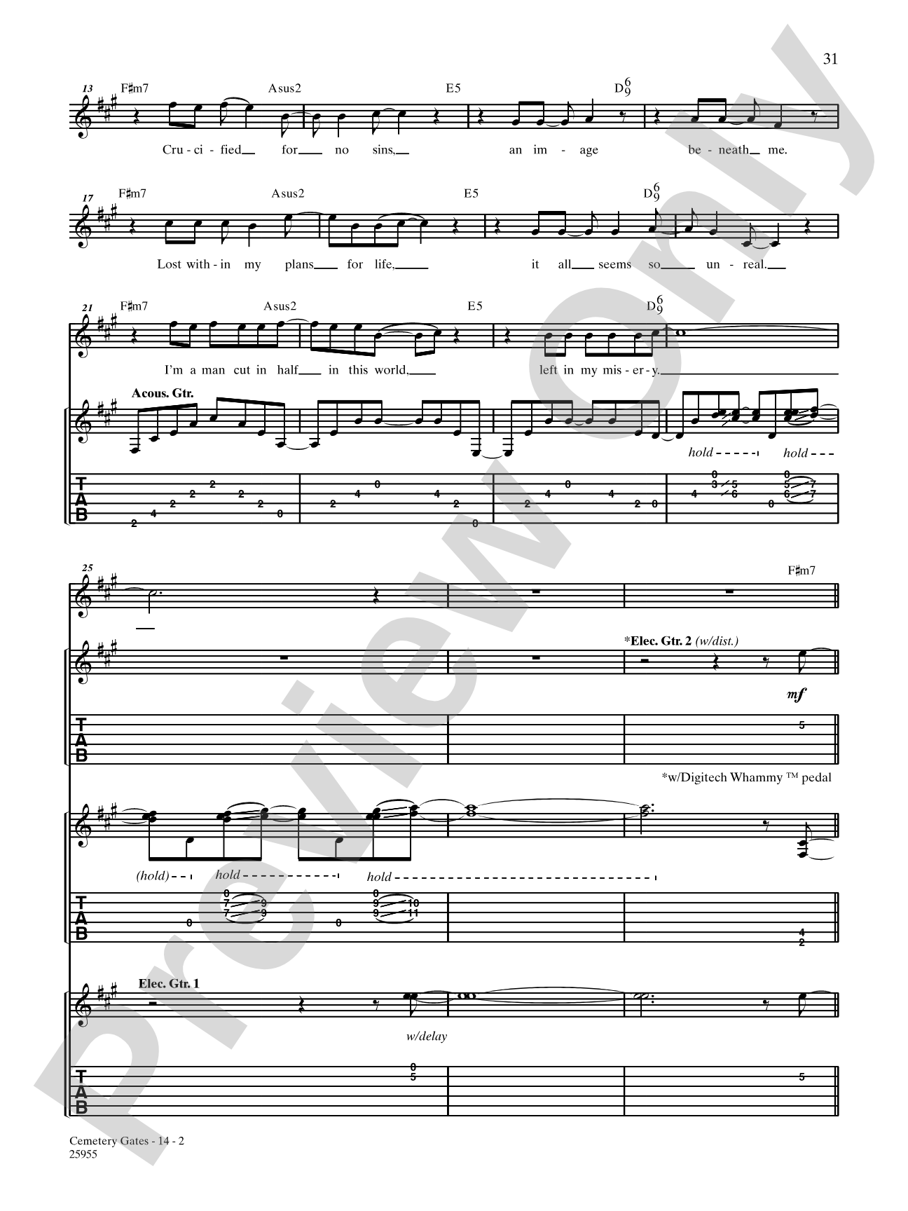 Cemetery Gates: Authentic Guitar TAB