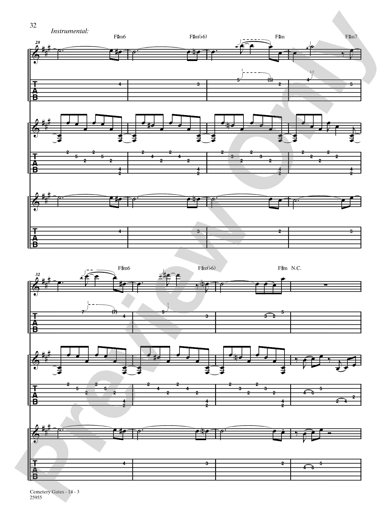 Cemetery Gates: Authentic Guitar TAB