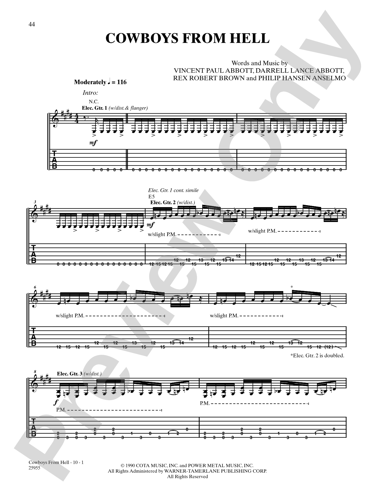 Cowboys From Hell: Authentic Guitar TAB