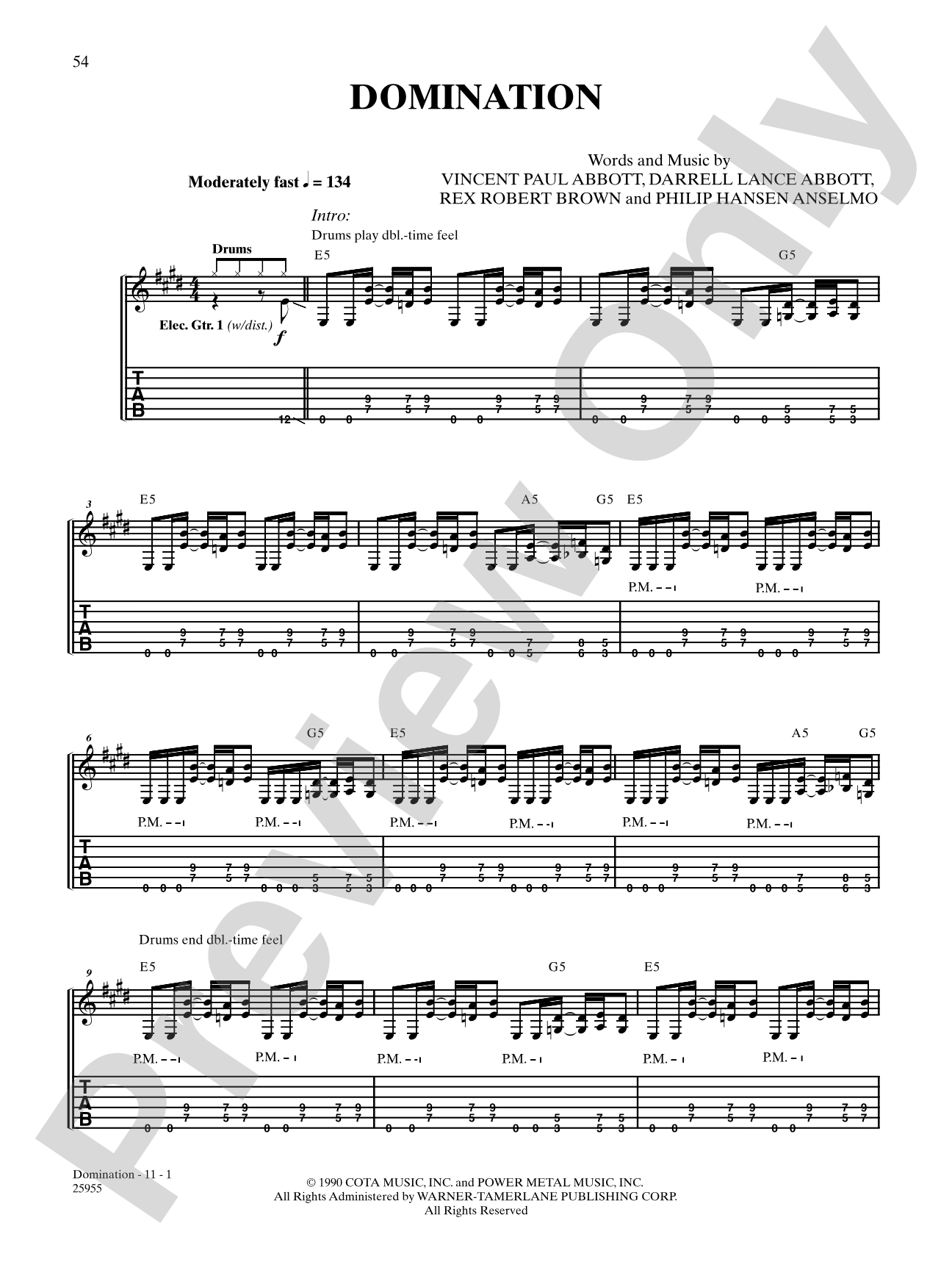 Domination: Authentic Guitar TAB