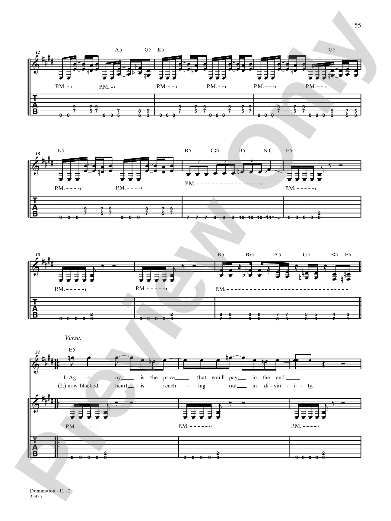 Domination: Authentic Guitar TAB
