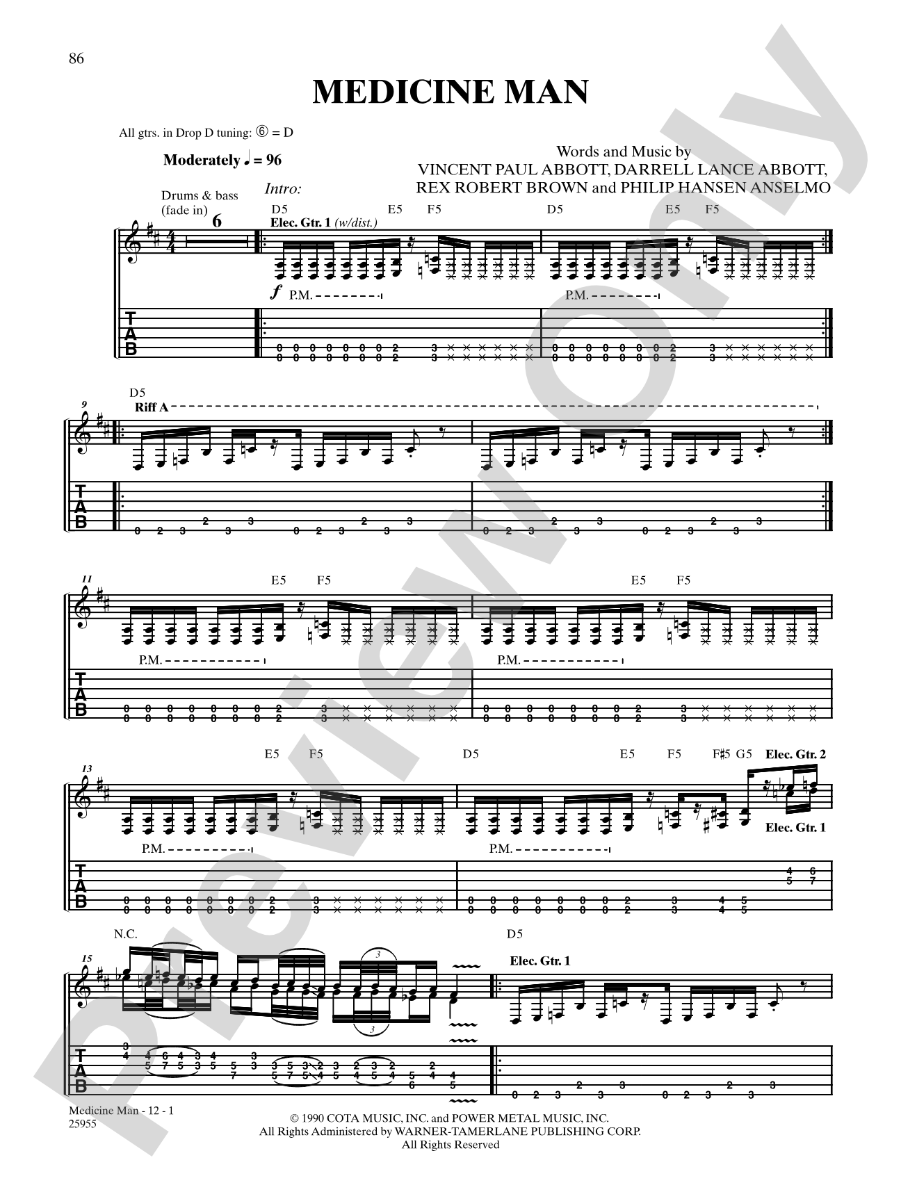 Medicine Man: Authentic Guitar TAB