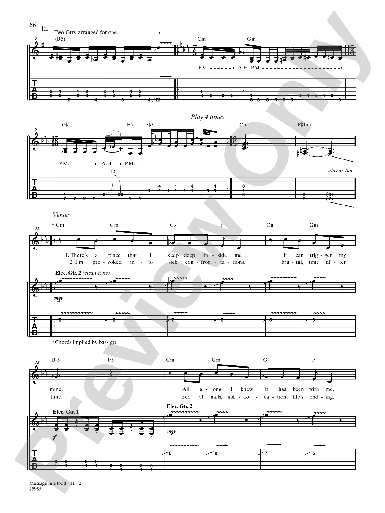 Message In Blood: Authentic Guitar TAB
