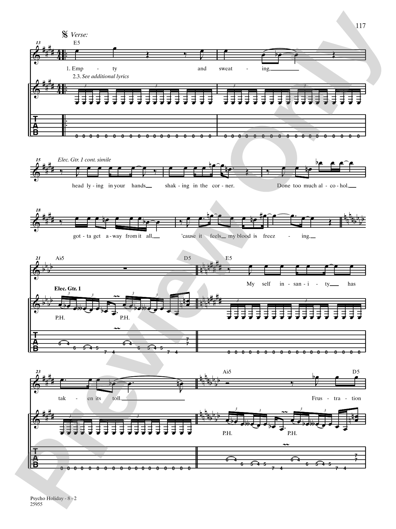 Psycho Holiday: Authentic Guitar TAB