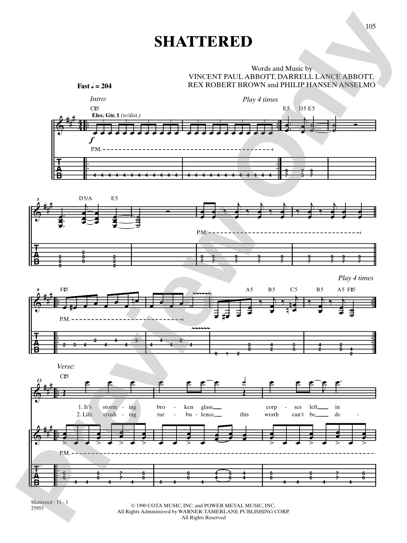 Shattered: Authentic Guitar TAB