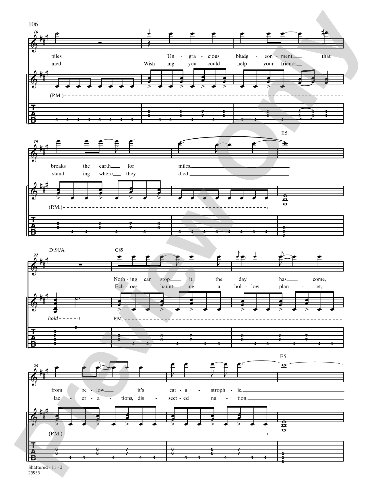 Shattered: Authentic Guitar TAB