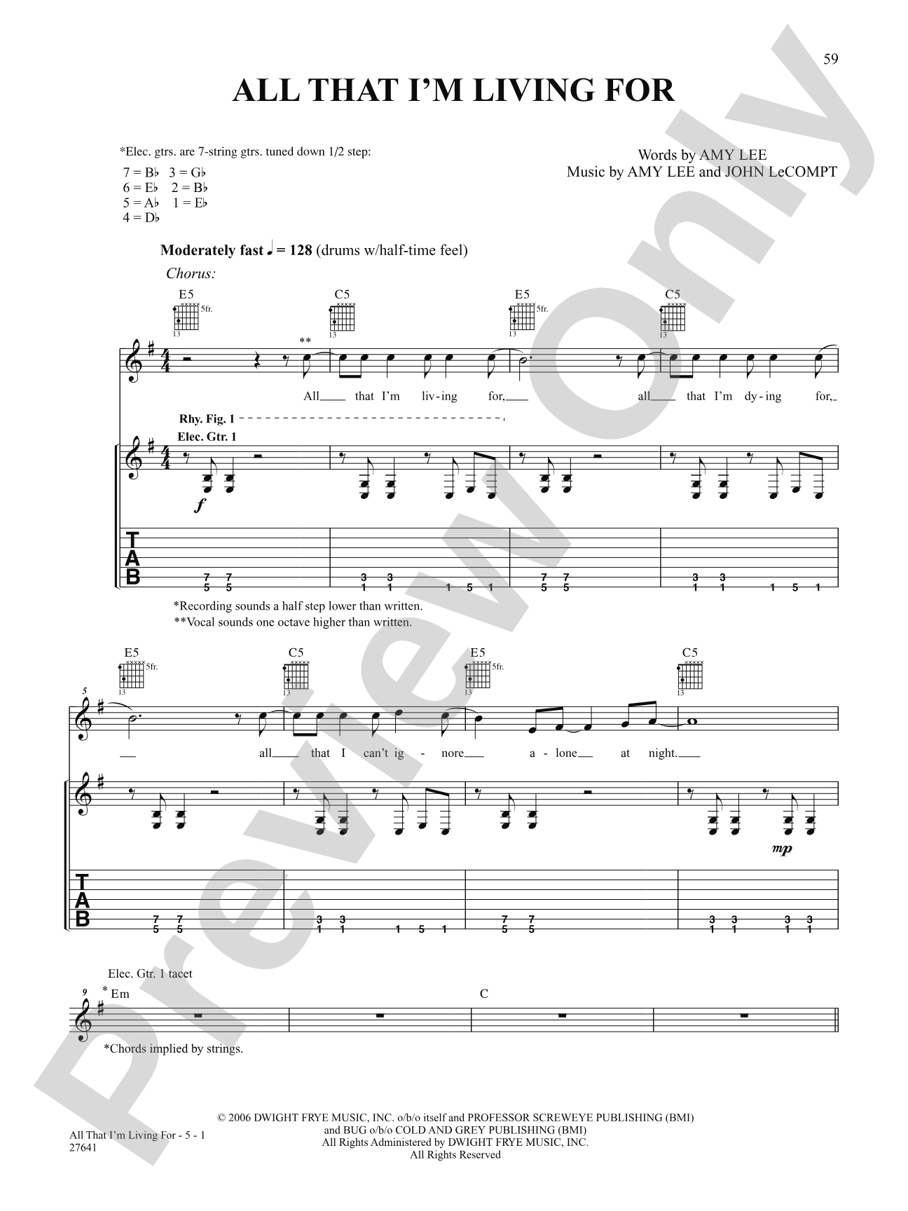 All That I'm Living For: Authentic Guitar TAB