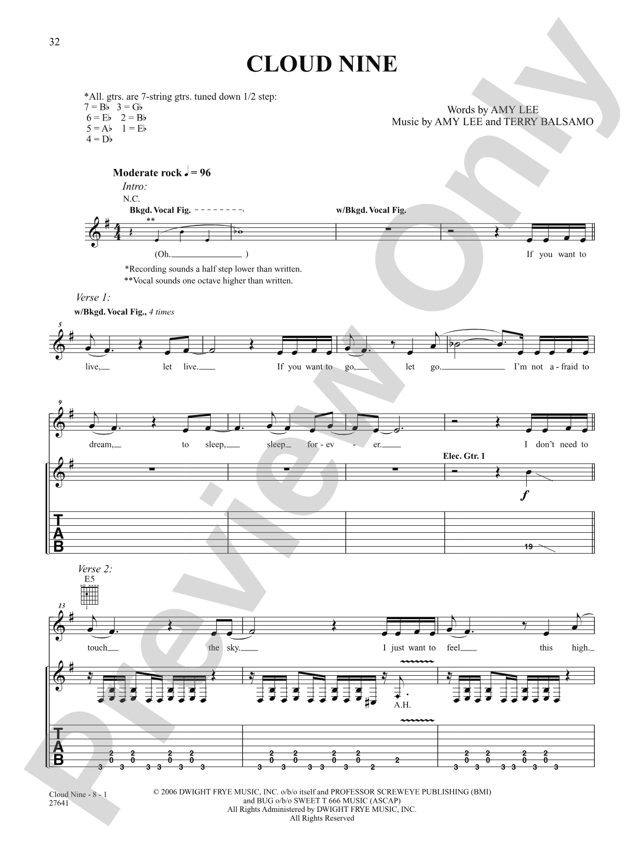 Cloud Nine: Authentic Guitar TAB