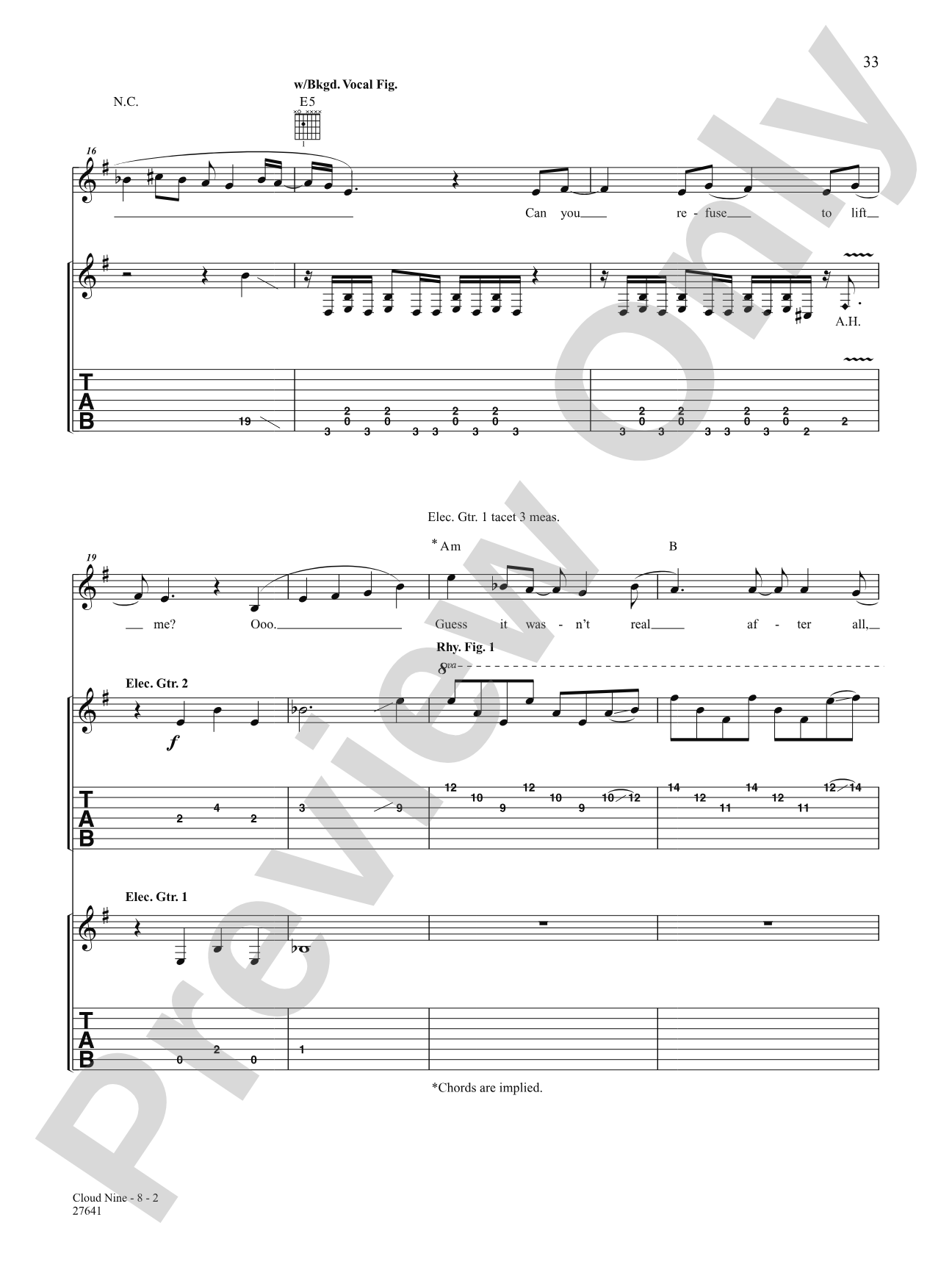 Cloud Nine: Authentic Guitar TAB